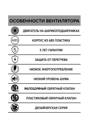Вентилятор накладной BREEZE D100 обр.клапан Matt black DICITI