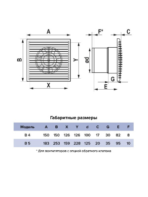 Вентилятор накладной B D100 сетка обр.клапан AURAMAX